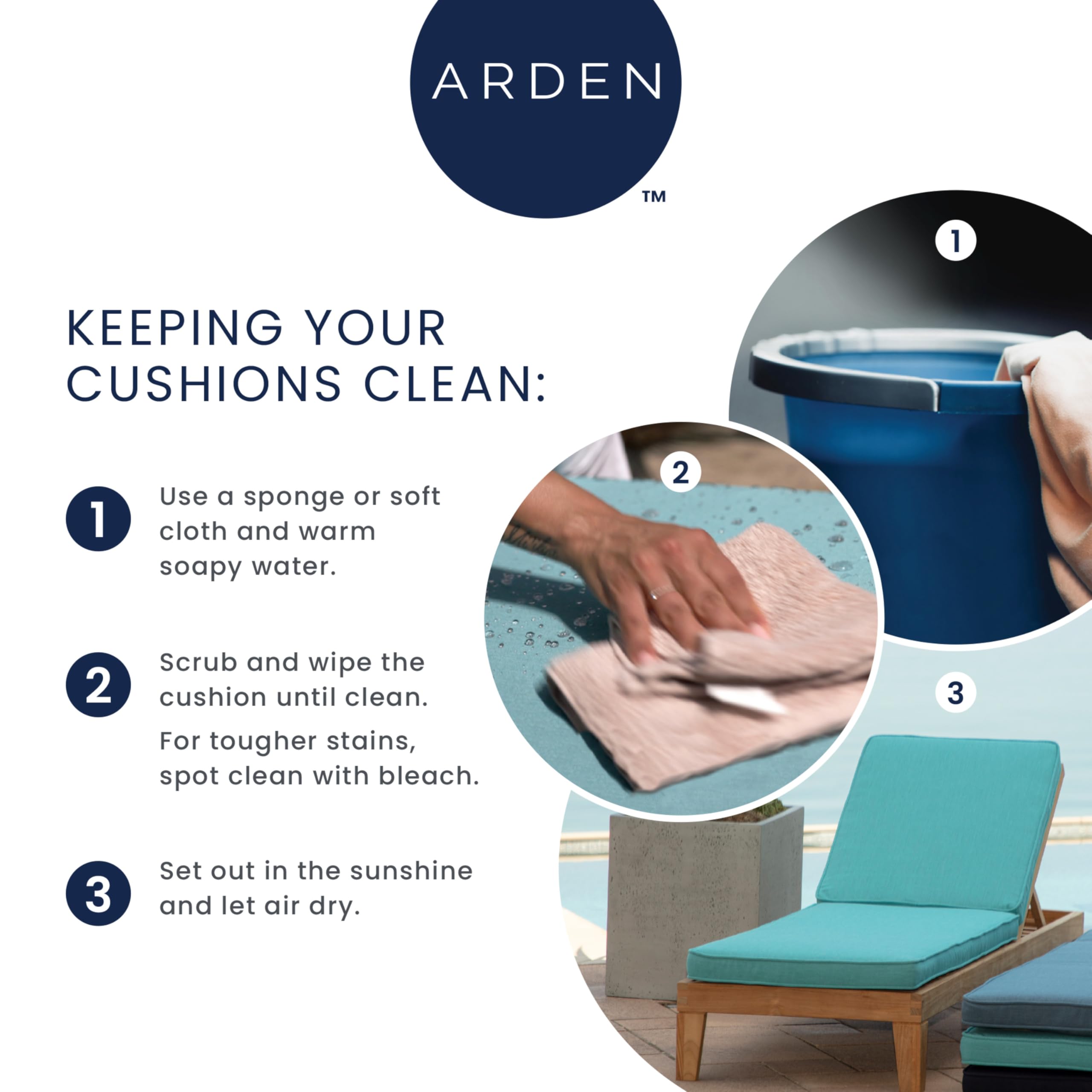 Arden Outdoor Plush Modern Tufted Blowfill Deep Seat Set, 24 x 24, Water Repellent, Fade Resistant, Deep Seat Bottom and Back Cushion for Chair and Sofa, Alana Tile