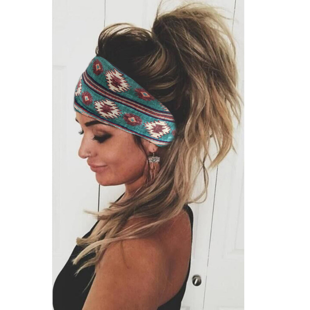 Boho Headbands For Women Fashion Stretch Wide Hair Bands Knoted Turban Head Bands Yoga Running Sweatband Elastic Headband Stylish Wrap Headbands Hair Accessories for Teen Girls 4 Pack