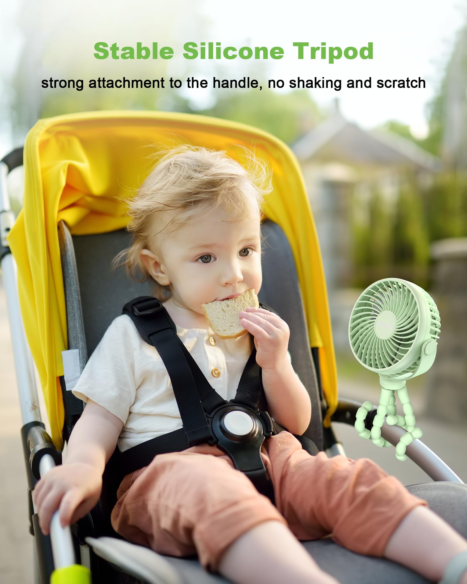 Coohea Stroller Fan Clip on for Baby, 4000mAh Rechargeable Battery Operated, Flexible Tripod, 3 Wind Speed, 360° Rotatable, Small Cooling Portable Fan for Car Seat Crib Golf Cart Bike Treadmill, Black