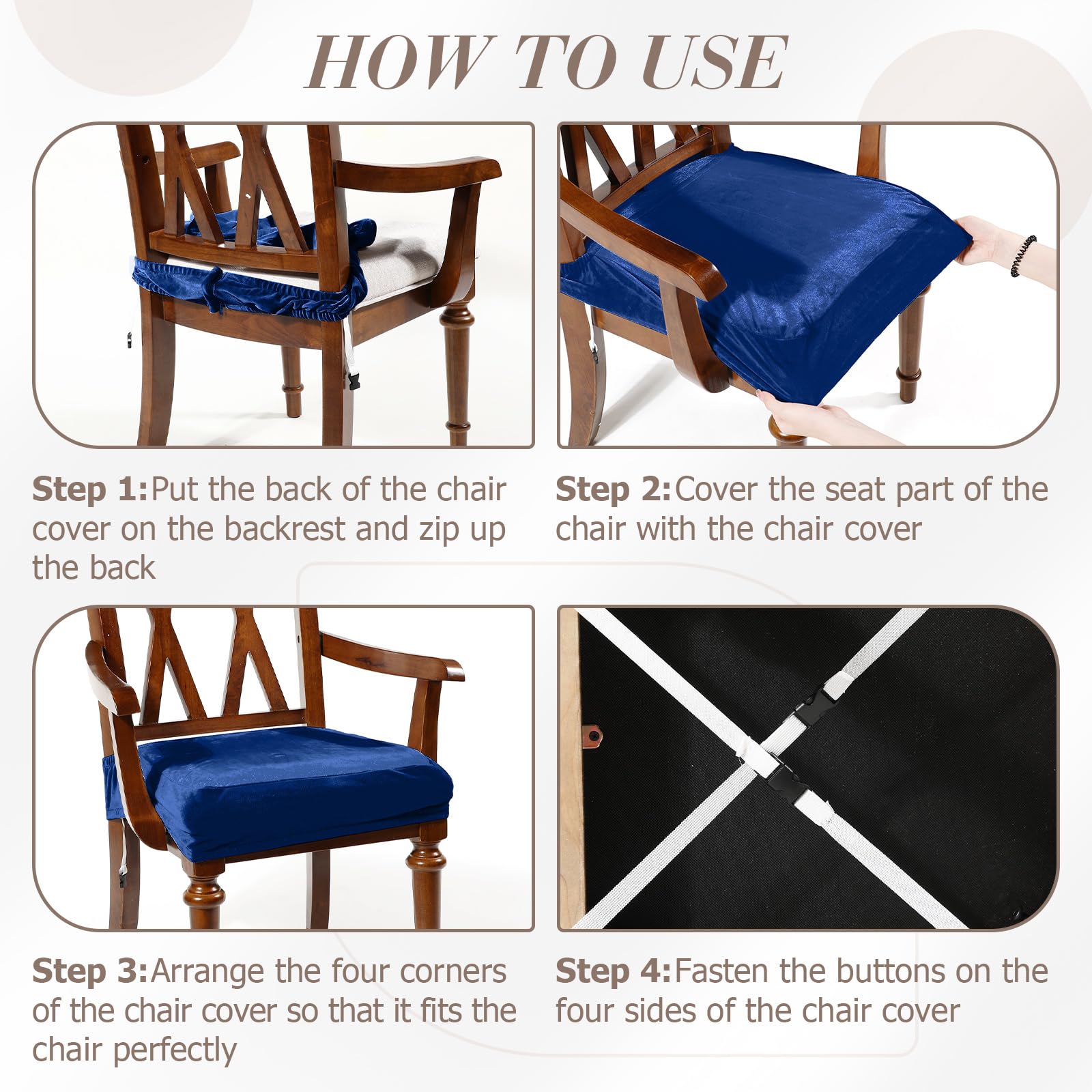 Havawish Large Dining Room Chair Seat Covers with Armrest Dining Chair Slip Covers Protectors(1 Pcs,Beige White)