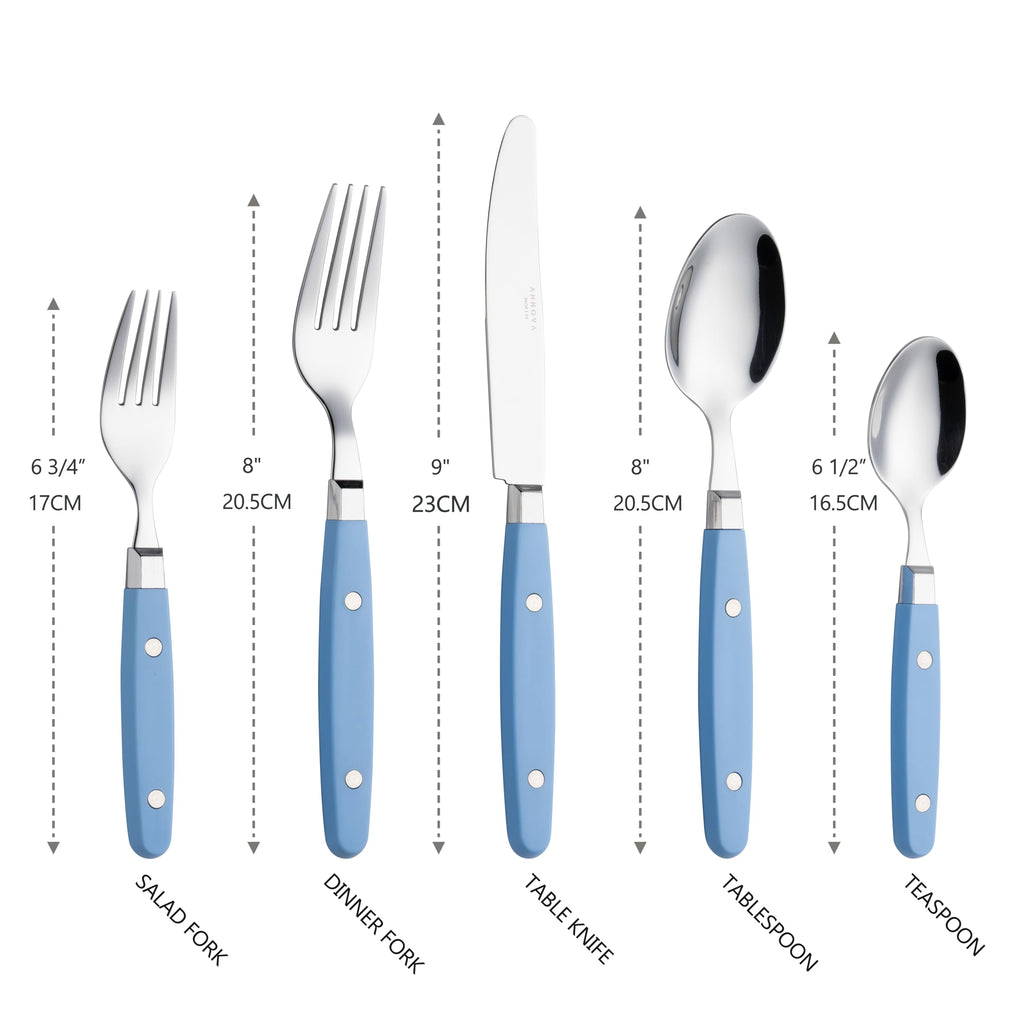 ANNOVA Silverware Set, Retro/Rivet Colorful Stainless Steel Tableware Kitchen Flatware Set Utensils, Includes Dinner Knives, Forks, Spoons, Salad Forks & Dessert Spoons (Brown, 20 Pieces)