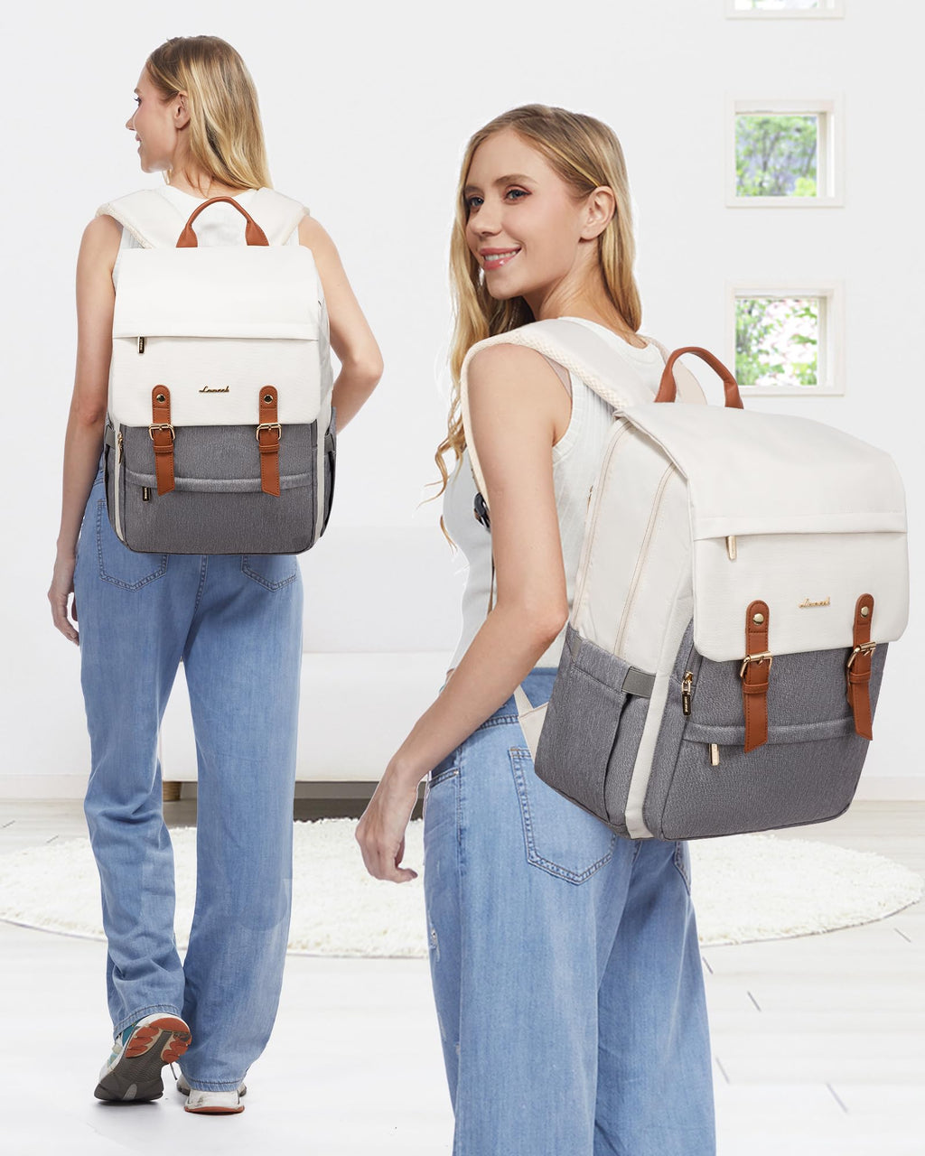 LOVEVOOK Laptop Backpack for Women, 15.6 Inch Vintage Travel Backpack Purse – Airline Approved Large Computer Bag, Lightweight for Nurse Teacher
