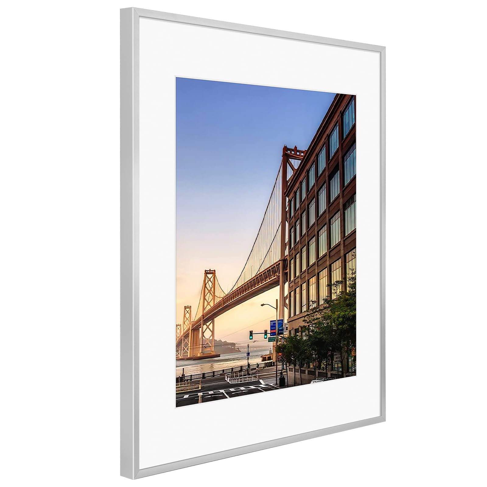 Frametory, 6x8 Aluminum Picture Frame - 6 x 8 Black Frame with Removable Mat for 5 x 7 Photo - 6 by 8 Durable Metal Frame with Real Glass - Sawtooth Hanger for Easy Wall Display - 1 Pack