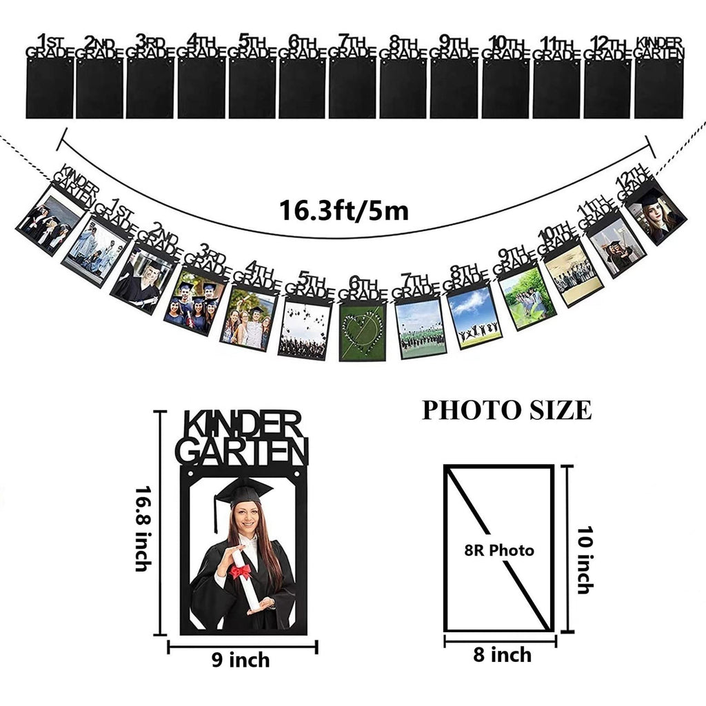 Graduation Photo Banner for Party Decoration, Including Kindergarten to 12th Grade Picture Banner Middle High School College Graduation Party Supplies