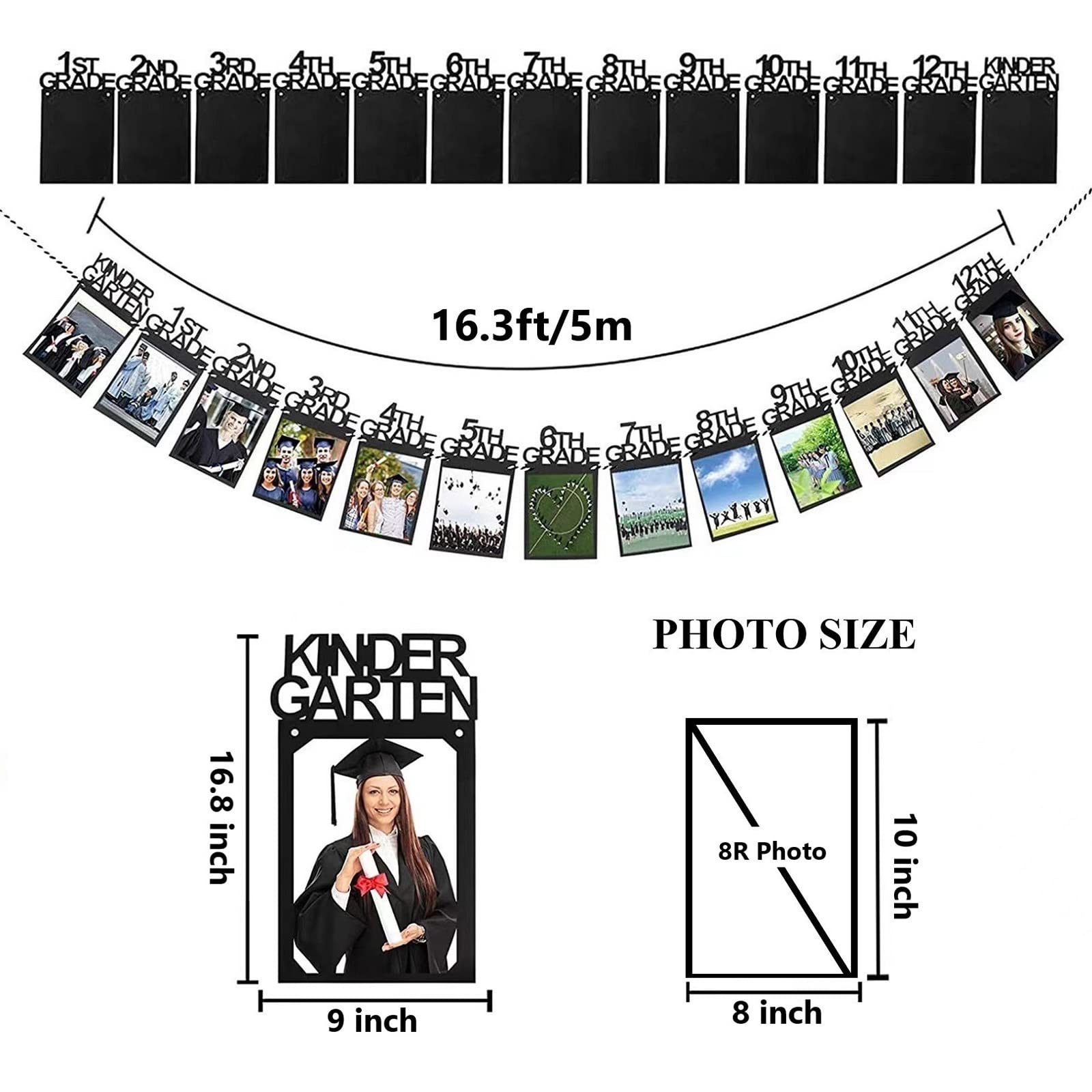 Graduation Photo Banner for Party Decoration, Including Kindergarten to 12th Grade Picture Banner Middle High School College Graduation Party Supplies