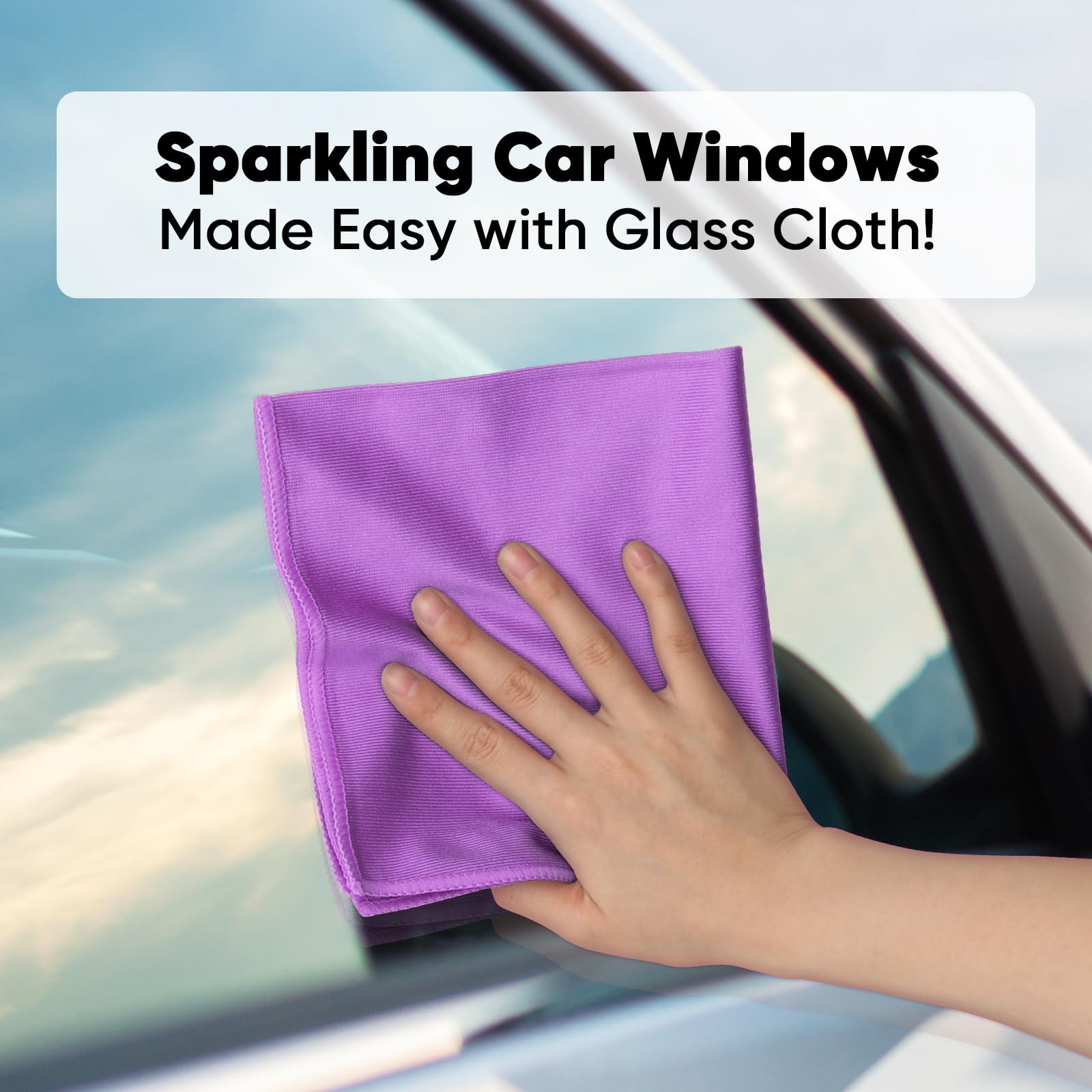 HOMEXCEL Microfiber Glass Cleaning Cloths 6 PK, Lint Free Streak Free, Reusable Microfiber Magic Cleaning Cloth for Cleaning Windows, Glasses, Mirrors, Screens, Stainless Steel, and More, Blue-14”×16”