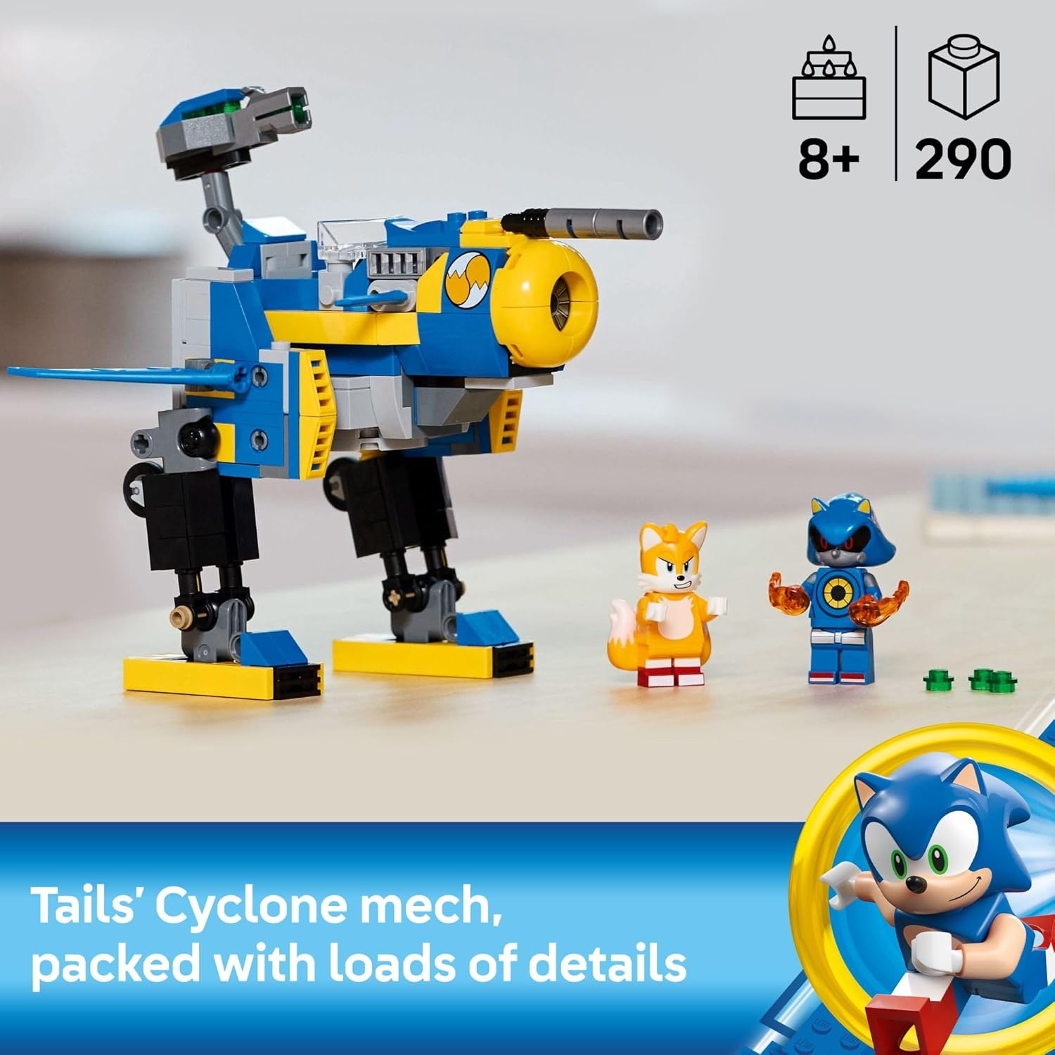 LEGO Sonic The Hedgehog Cyclone vs. Metal Sonic - Building Toy for Kids, Boys and Girls, Ages 8+ - Mech Suit with Minifigures for Pretend Play - Gift Idea for Birthdays - 77002