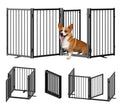 SNUOWU Full Metal Freestanding Dog Gate with Door, 24'' Height Foldable Pet Dog Fence for Indoor & Outdoor, 2 Panels Extra Wide Free Standing SmallDog Gates for Doorways,House,Stairs,Porch,Deck,Yard