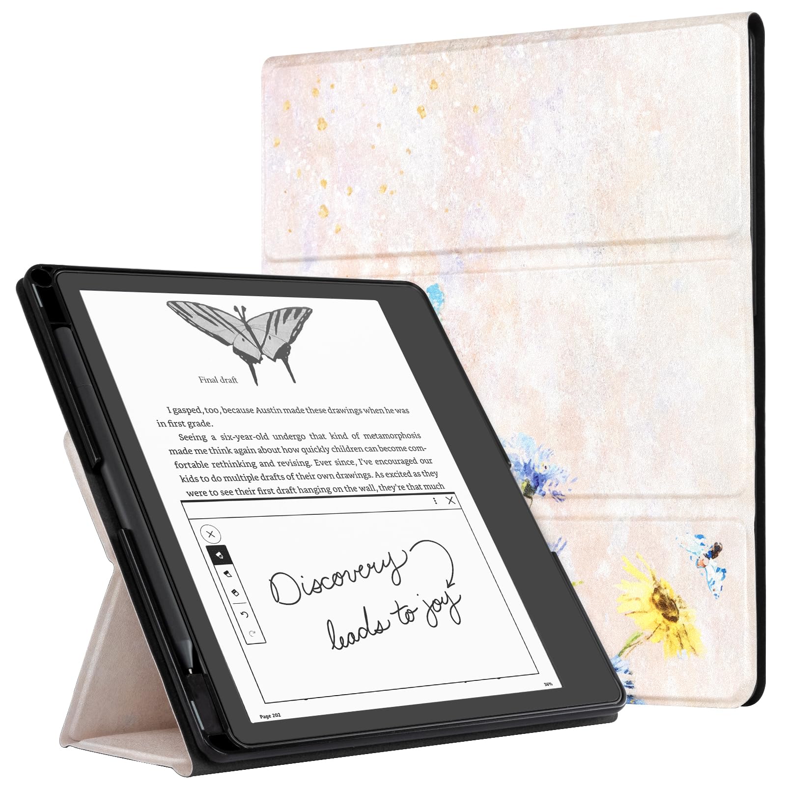 CoBak Stand Case for Kindle Scribe - Premium Folio Leather Cover with Pen Holder, Auto Sleep/Wake - Compatible with 10.2 Inch Kindle Scribe (2022/2024 Release)