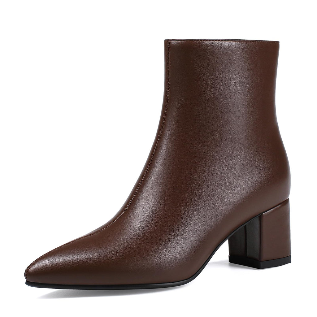 Women's Ankle Boots Pointed Toe Chunky Block Heel Short Boots for Women Low Heeled Booties