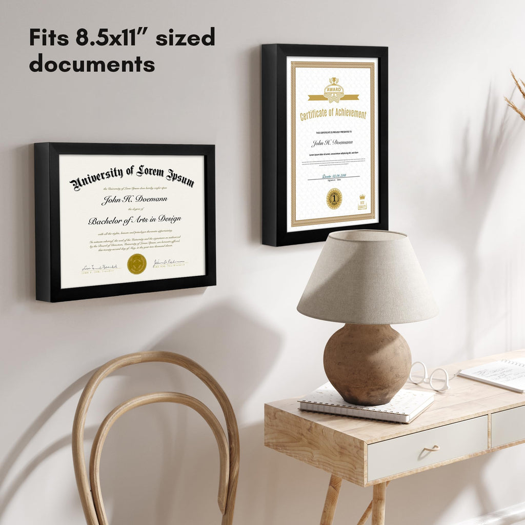Americanflat 5x7 Picture Frame with Shatter-Resistant Glass - Soho Collection - Gallery Style Deep Molding Picture Frames for Tabletop and Wall Display - Black