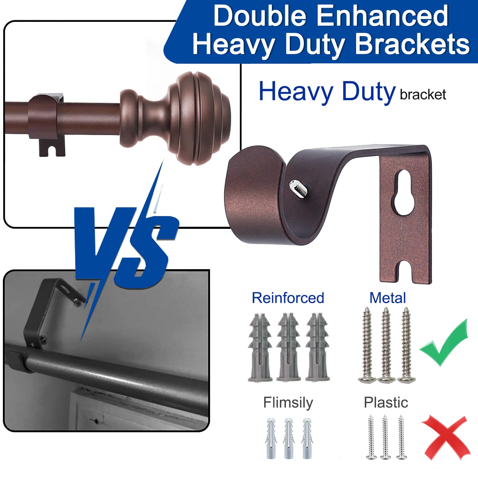 Curtain Rods for Windows 48-84 inch,3/4 inch Heavy Duty Adjustable Decorative Curtain Rod with Modern Finials,Window Rods for Bedroom, Living Room,Patio and Kitchen