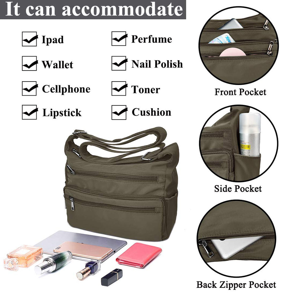 VOLGANIK ROCK RFID Purses for Women Fabric Nylon Multi Pocket Crossbody Bag Ladies Travel Handbag