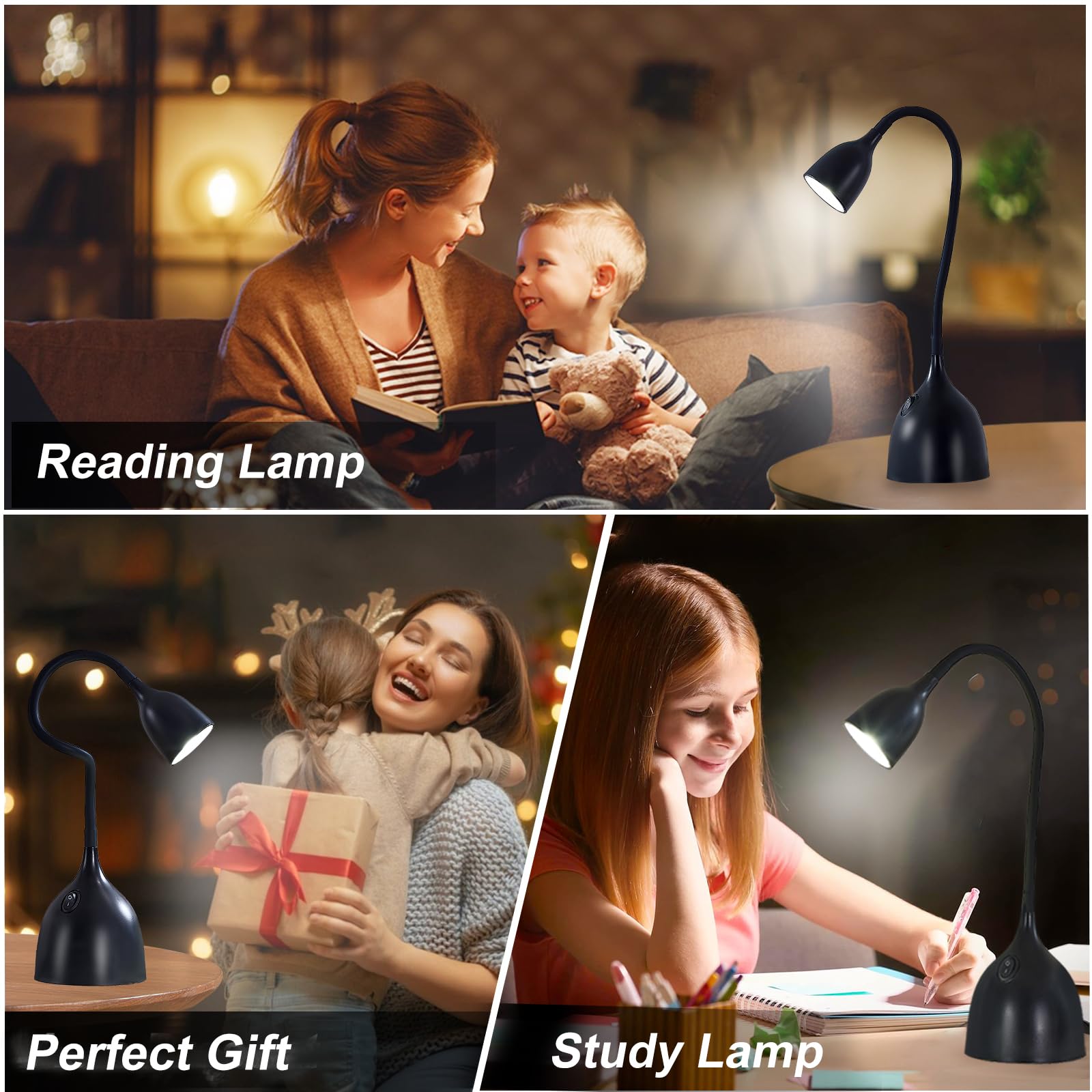 EJIAXIN Gooseneck Desk Lamp 360° LED Flexible Reading Light Small Desk Lamps for Small Spaces Home Office Bedroom College Dorm Desk Bookshelf Nightstand Table Lamp (Purple)