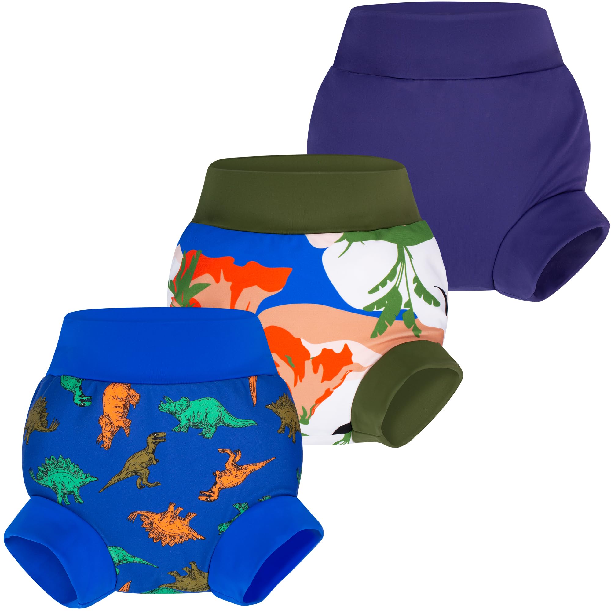 BIG ELEPHANT Baby Swim Diapers 3pcs, Reusable Adjustable Washable Waterproof Swimming Diaper for Boy's and Girl's 6Months - 5 Years