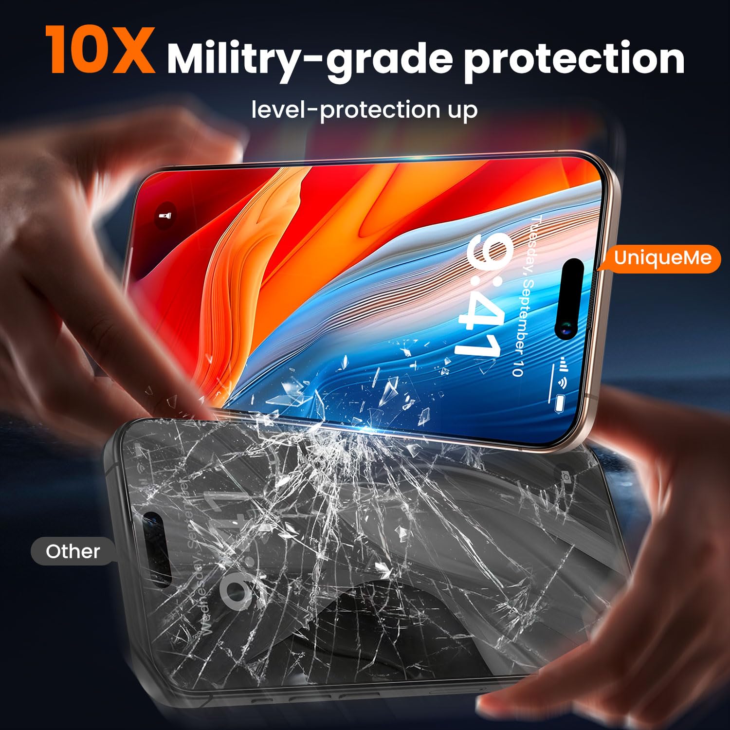UniqueMe for iPhone 12 Pro Max Privacy Screen Protector - [Military Grade Shatterproof & 9H+ Hardness] Screen Protector 12 Pro Max Tempered Glass Full Coverage Protection, Easy to install, 2 Packs