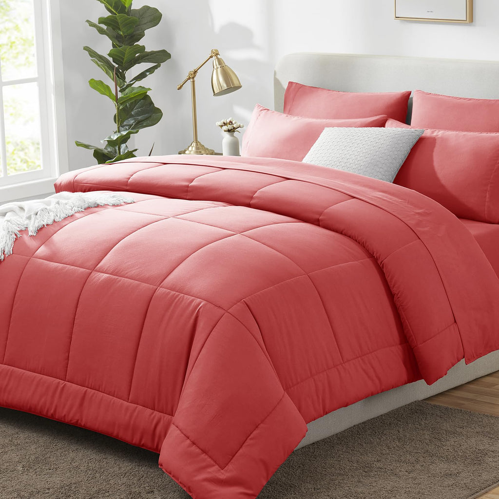 CozyLux Twin XL Comforter Set Baby Blue, 5 Pieces Twin Extra Long Bed in a Bag for College Dorm, All Season Bedding Set with Stitch Quilted Comforter, Flat Sheet, Fitted Sheet, Pillowcases