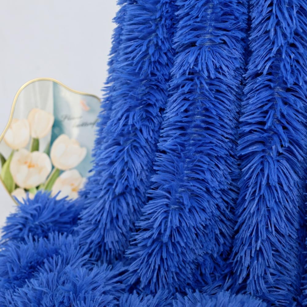 Plush Super Soft Blanket Bedding Sofa Cover Furry Fuzzy Fur Warm Throw Qulit Cozy Couch Blanket for Winter (51"x63", Black)
