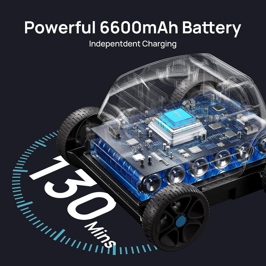 (2026 Upgraded) Robotic Pool Vacuum for Above Ground Pool - 6600mAh for 130mins Runtime & 50W Powerful Suction, Self-Parking Pool Cleaner with 180μm Filter Tray Up to 1300 Sq. Ft (White&Green)