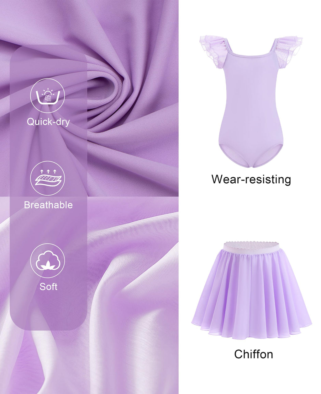 Mecceos Ballet Leotards for Girls Toddler Dance Leotards Short/Long Sleeve Skirt Ballerina Outfits