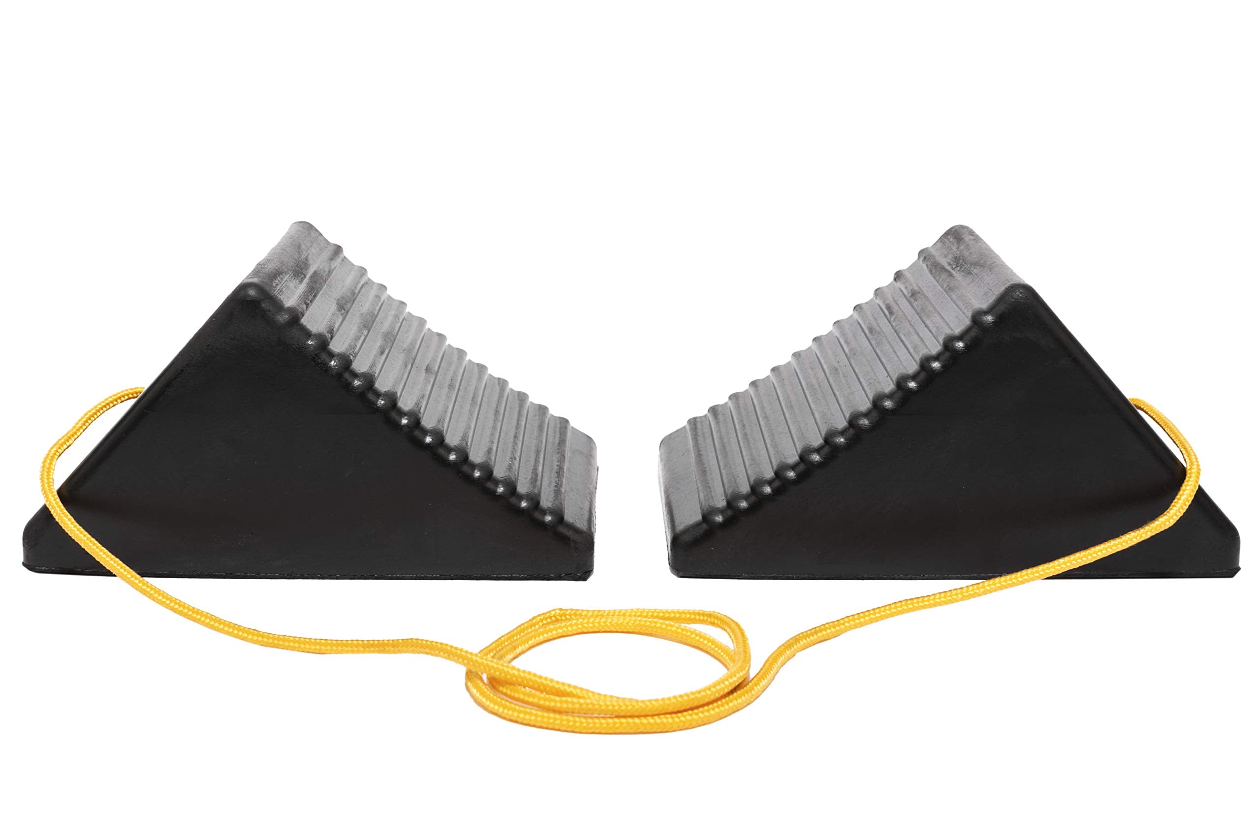 MaxxHaul 70073 Solid Rubber Heavy Duty Wheel Chock with Eyebolt (Pack of 2)