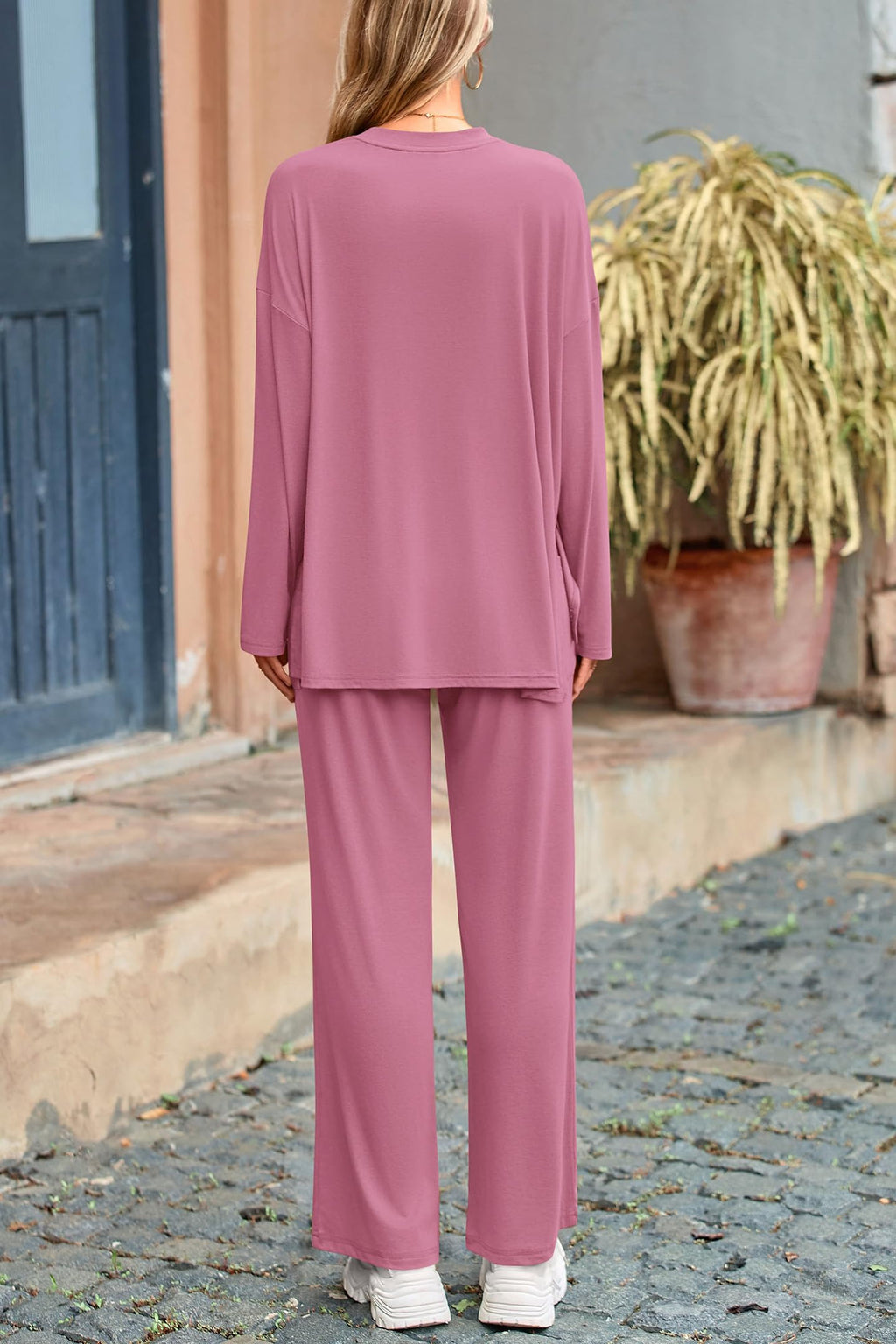 PRETTYGARDEN Women's Two Piece Lounge Sets Matching Long Sleeve Shirts Wide Leg Pants Tracksuits Travel Outfits Fall Clothes