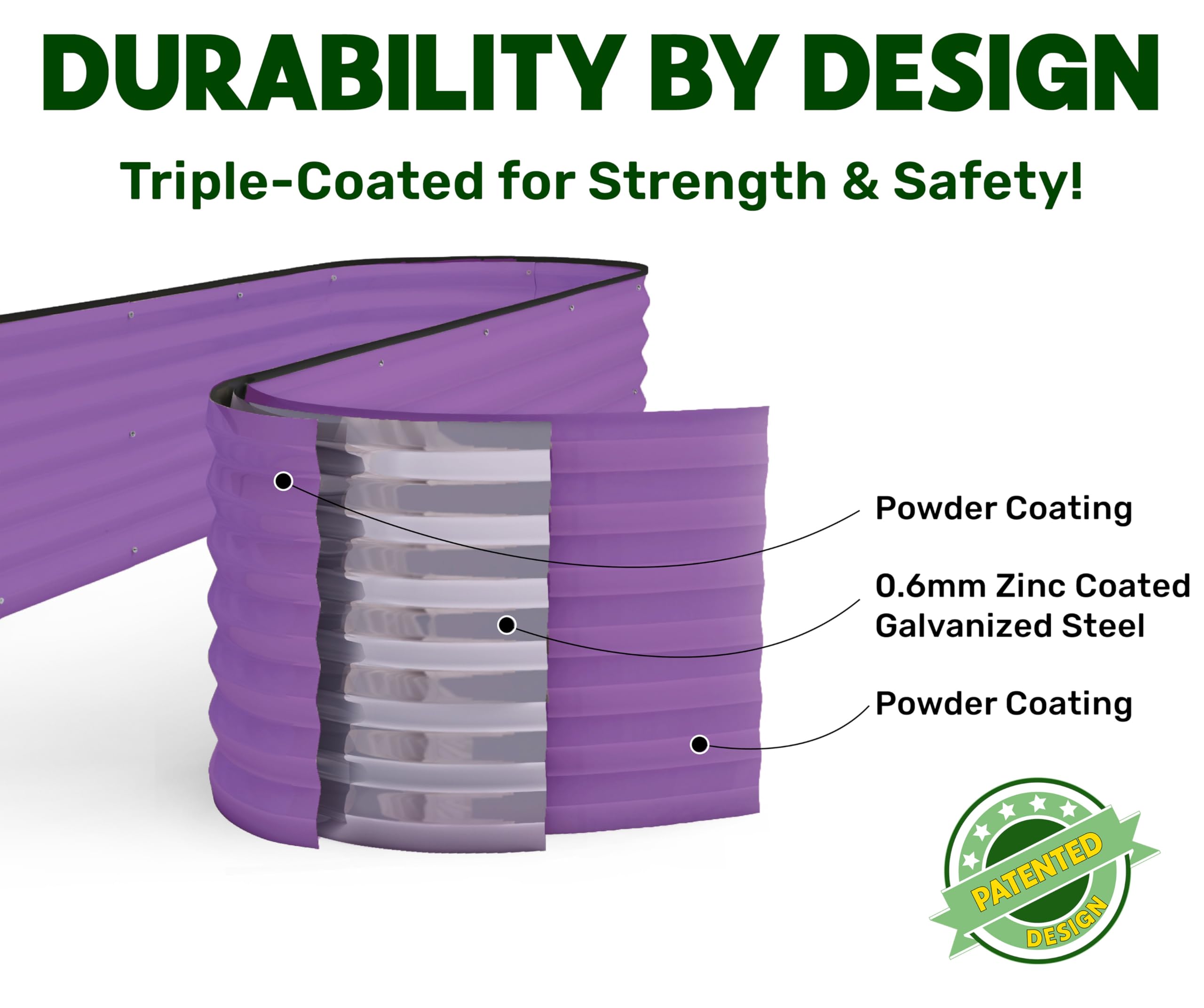 9-in-1 Galvanized Steel Raised Garden Bed // 8×2×1.5 ft Modular Planter for Gardening, Vegetables, Flowers // 18" Tall Metal Raised Garden Beds Outdoor (Dark Green) // Patented Design Planter Box