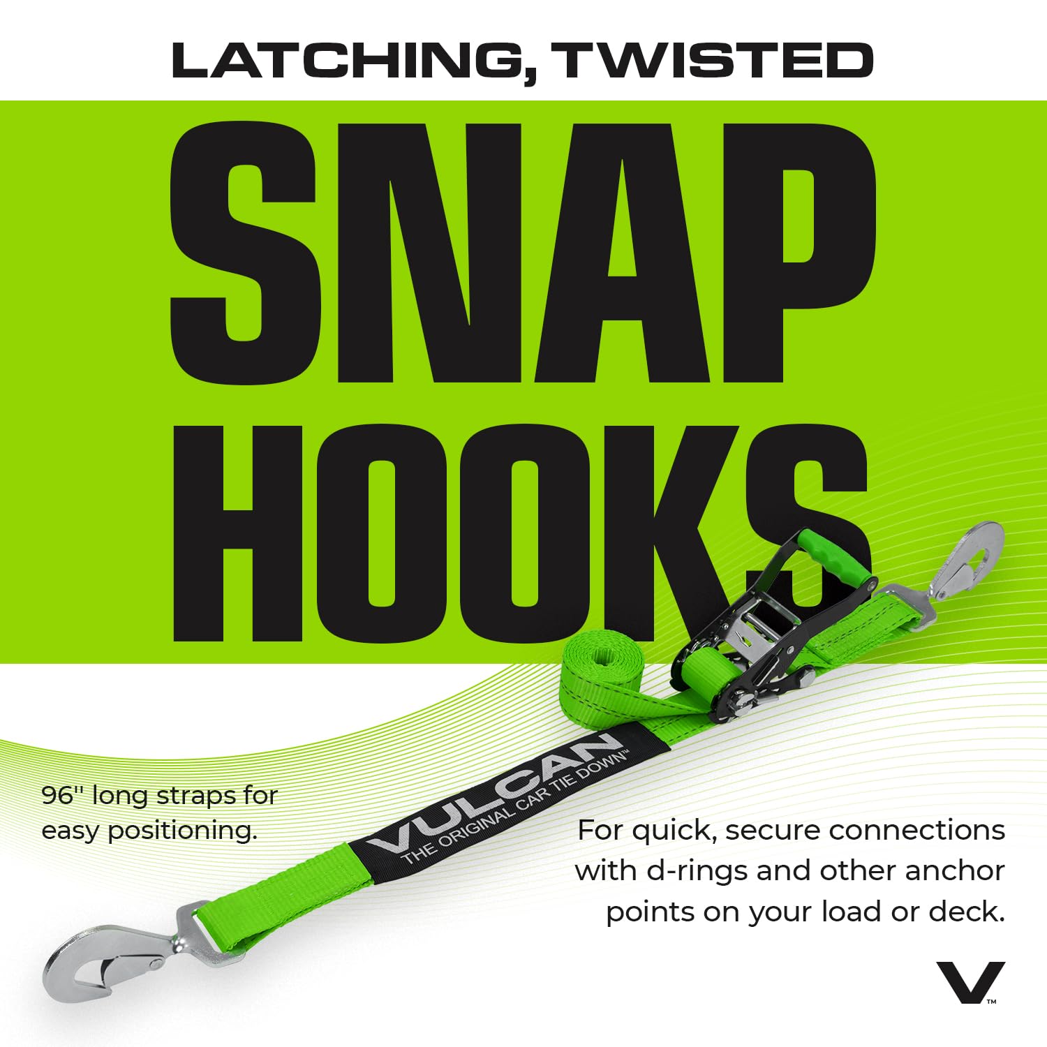 VULCAN Complete Axle Strap Tie Down Kit with Snap Hook Ratchet Straps - Classic Yellow - Includes (4) 22 Inch Axle Straps, (4) 36 Inch Axle Straps, and (4) 8' Snap Hook Ratchet Straps