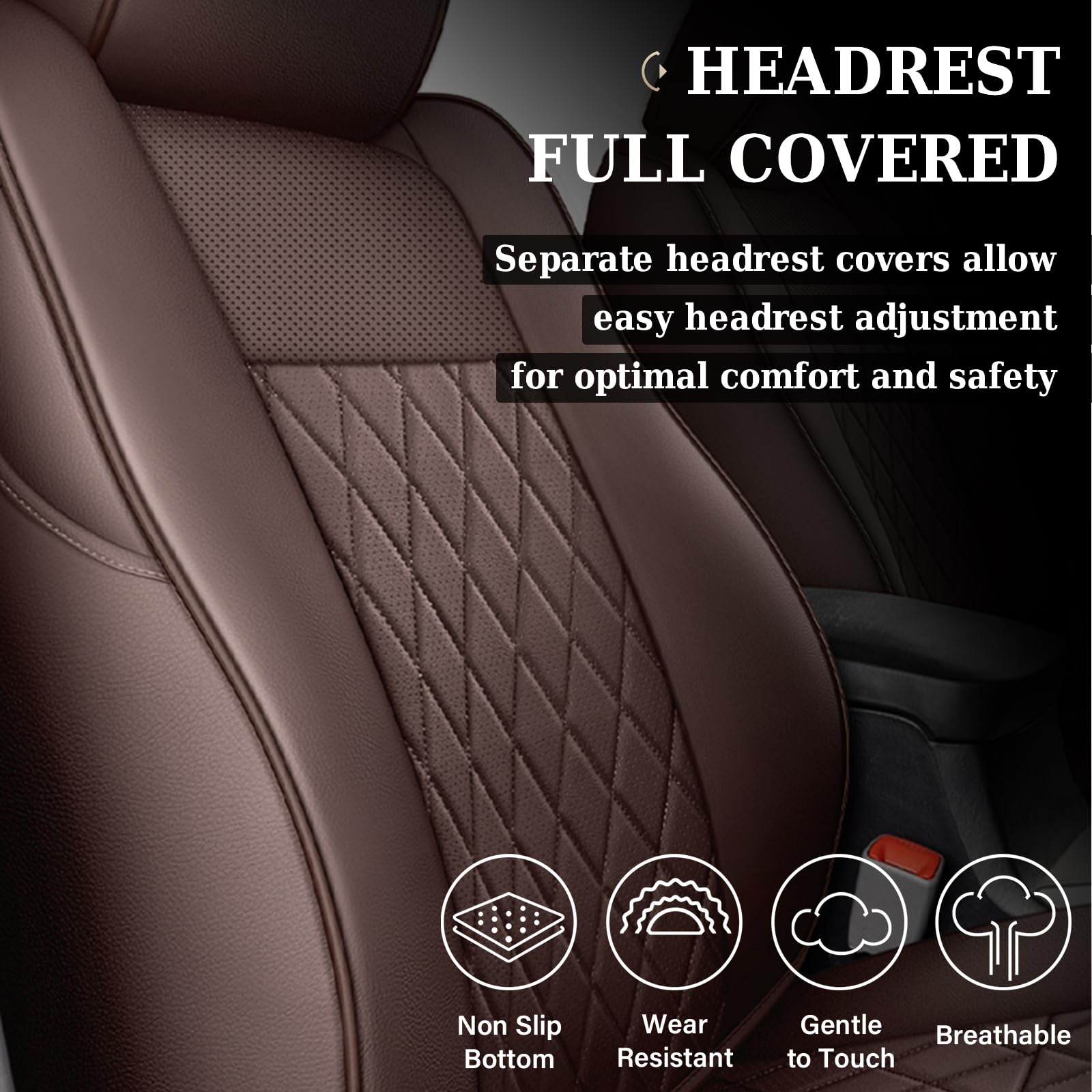 Coverado Tacoma Seat Covers, Car Seat Covers Front Seats, Leather Seat Covers for Cars Car Seat Protector Cushion Tacoma Accessories Custom Fit 2005-2023 Toyota Tacoma Double/Crew Cab(Black)