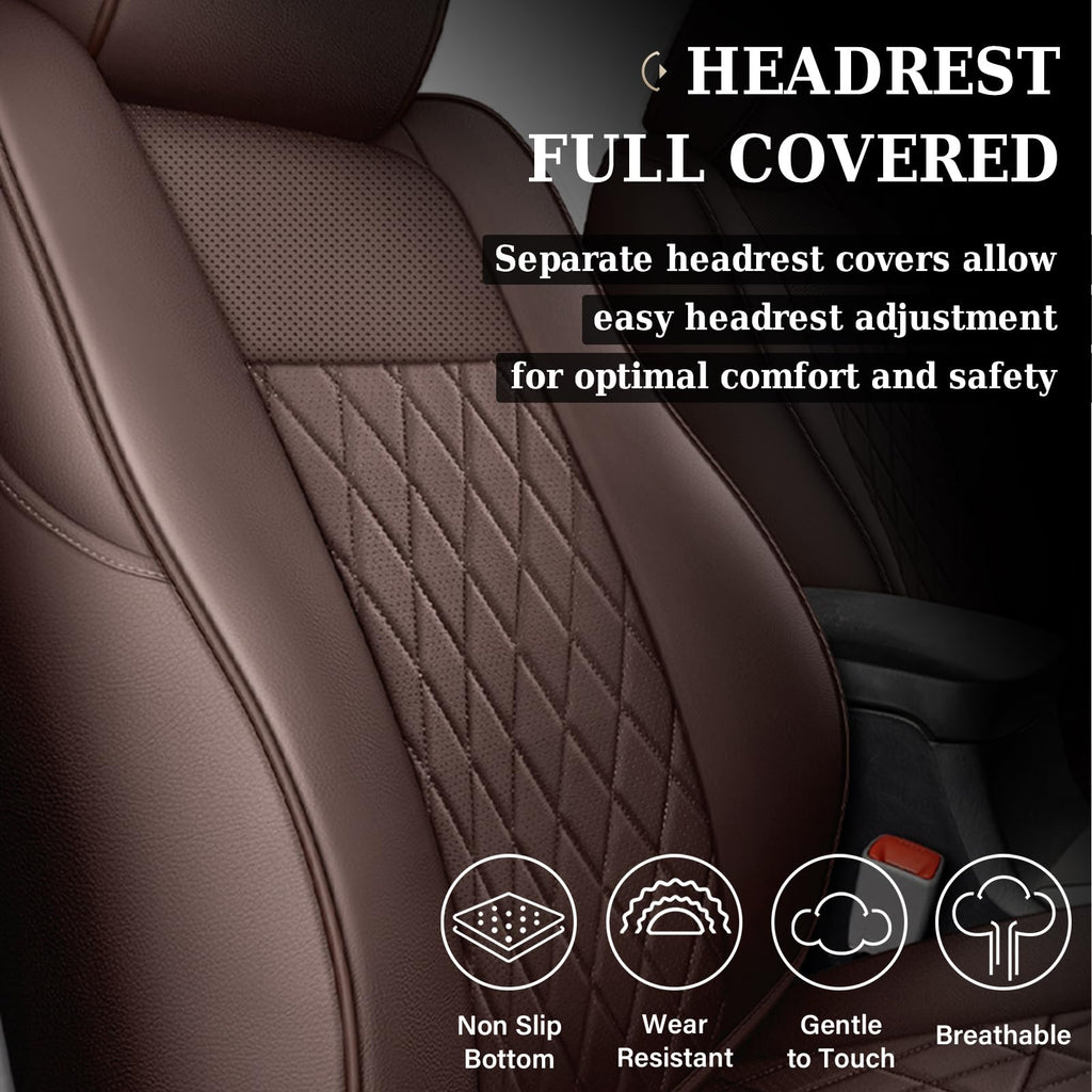 Coverado Tacoma Seat Covers, Car Seat Covers Front Seats, Leather Seat Covers for Cars Car Seat Protector Cushion Tacoma Accessories Custom Fit 2005-2023 Toyota Tacoma Double/Crew Cab(Black)