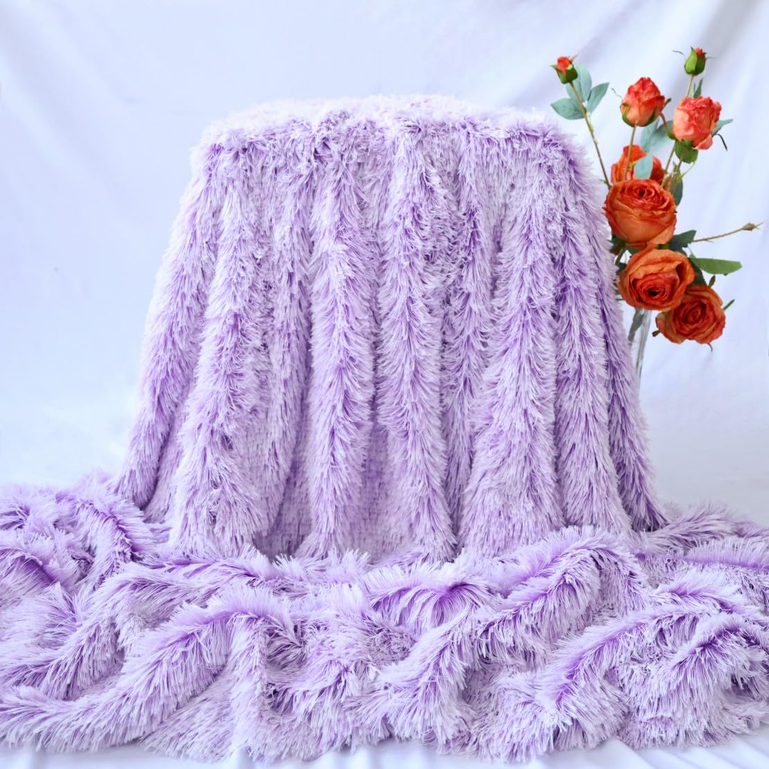 Plush Super Soft Blanket Bedding Sofa Cover Furry Fuzzy Fur Warm Throw Qulit Cozy Couch Blanket for Winter (51"x63", Black)