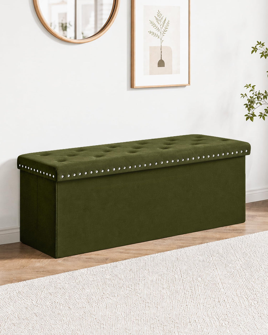 B FSOBEIIALEO Storage-Ottoman Cube-Folding Tufted - Ottomans with Storage, Coffee Table Top Cover, Storage Boxes Footrest Stool for Bedroom, Luxury Velvet Fabric 15.7 Inches Black