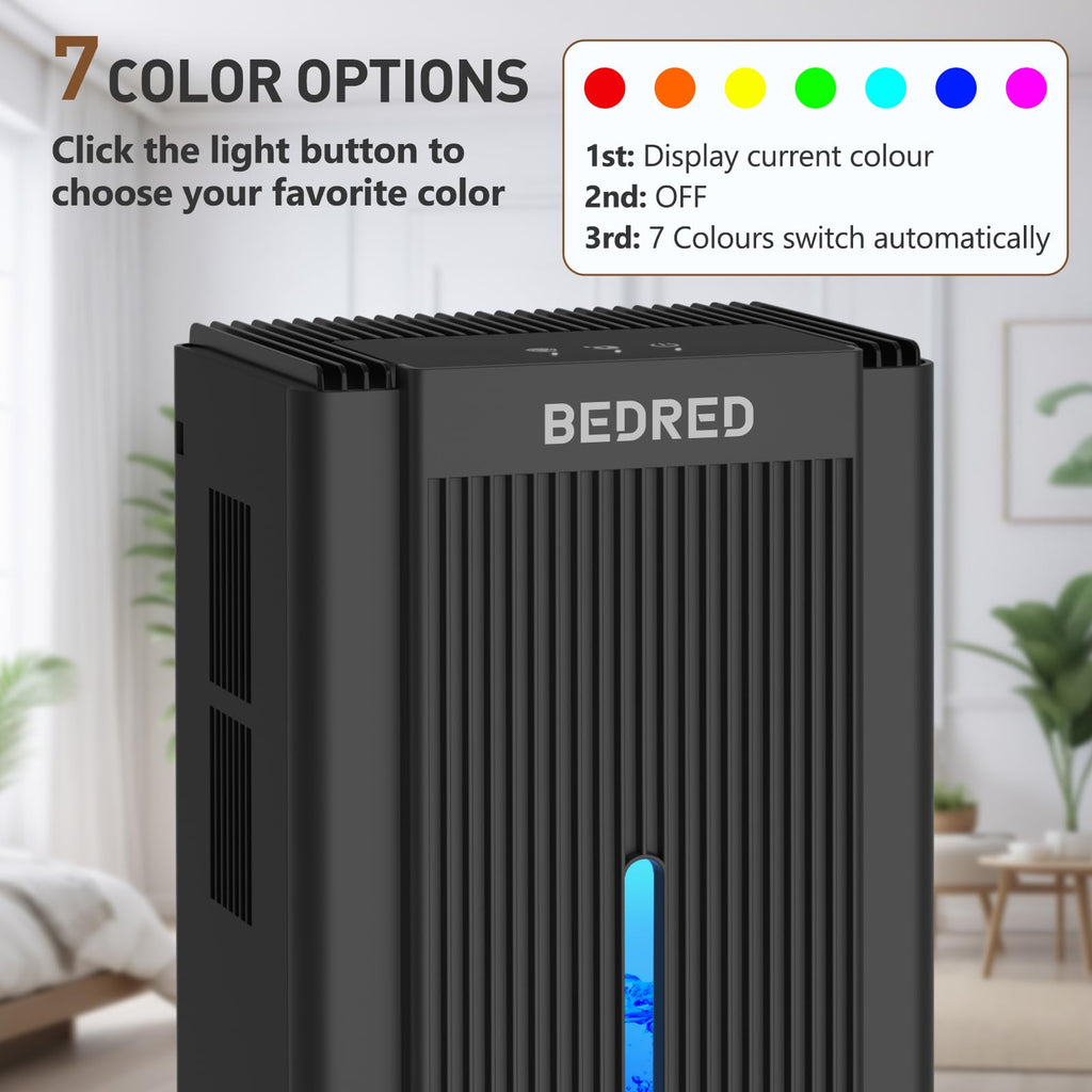 Dehumidifier, 95OZ Dehumidifier for Home 1000 Sq.Ft - Quiet with Auto Shut Off & Relaxing 7 Color Ambient Light,Ideal for Livingroom, Bedroom, Basement(White)