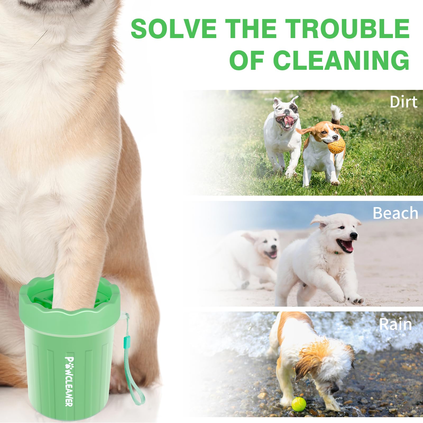 Professional 7 in 1 Dog Paw Cleaner for Dogs & Cats - Includes 1 Portable Paw Washer, 1 Bath Brush, 2 Dog Toothbrushes and 3 Absorbent Towels Note: Fits Paws up to 2 Inches Wide (Small, Black)