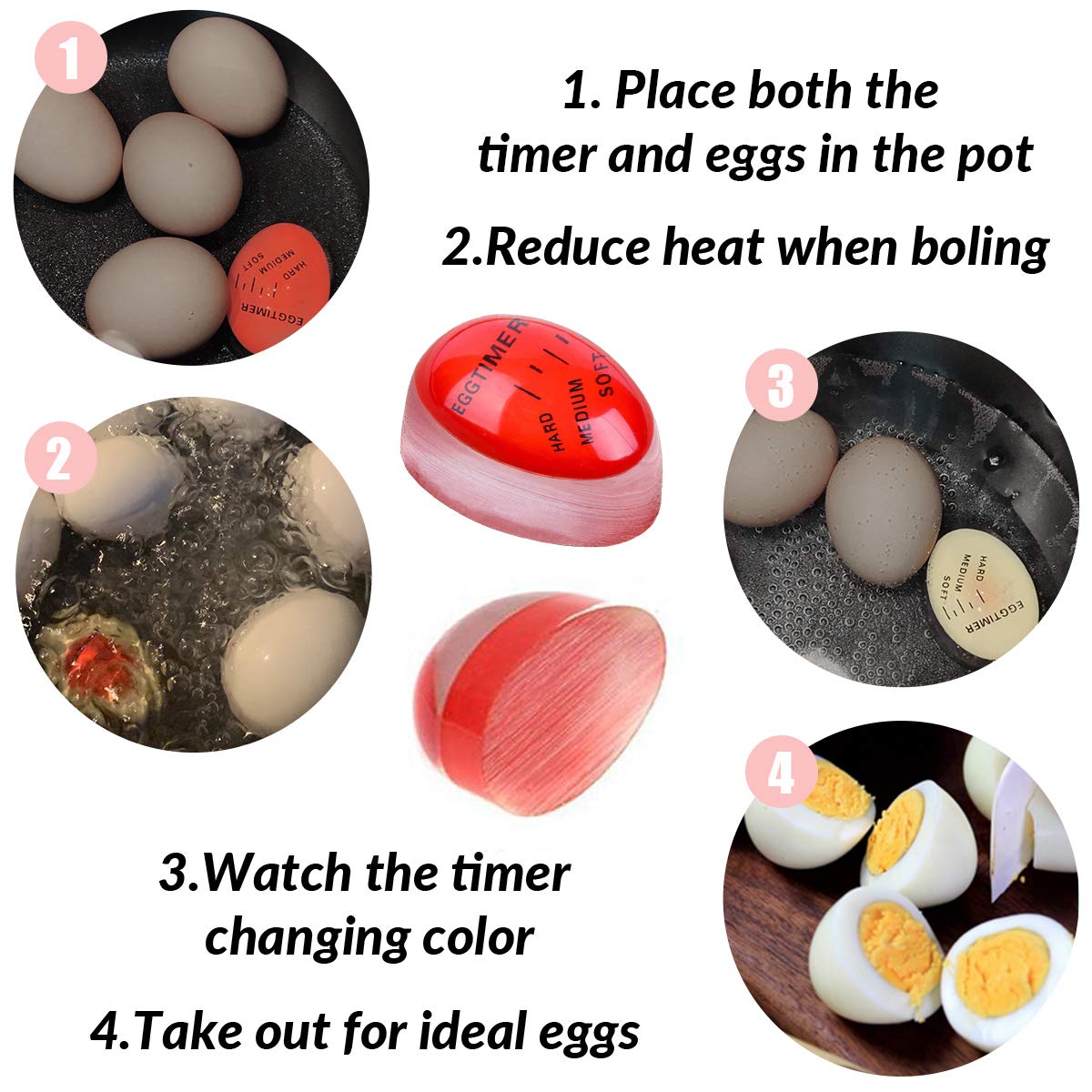 Lasubst Egg Timer for Boiling Eggs that Changes Color When Done, Blue