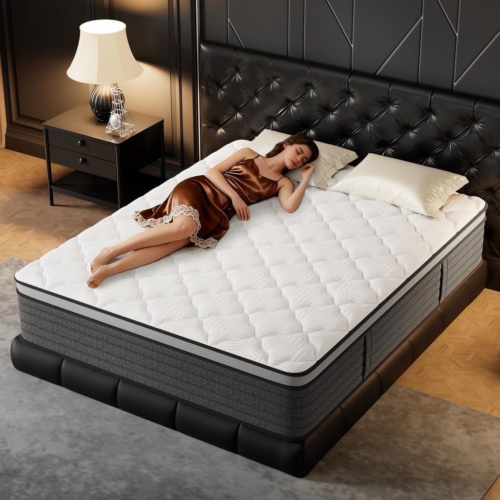 PUBPLON Twin Mattress, Hotel Luxury Hybrid 12 Inch Twin Size-Gel Memory Foam Mattress in a Box (New Version), Individually Wrapped Pocket Spring, Pressure Relief, Medium Firm