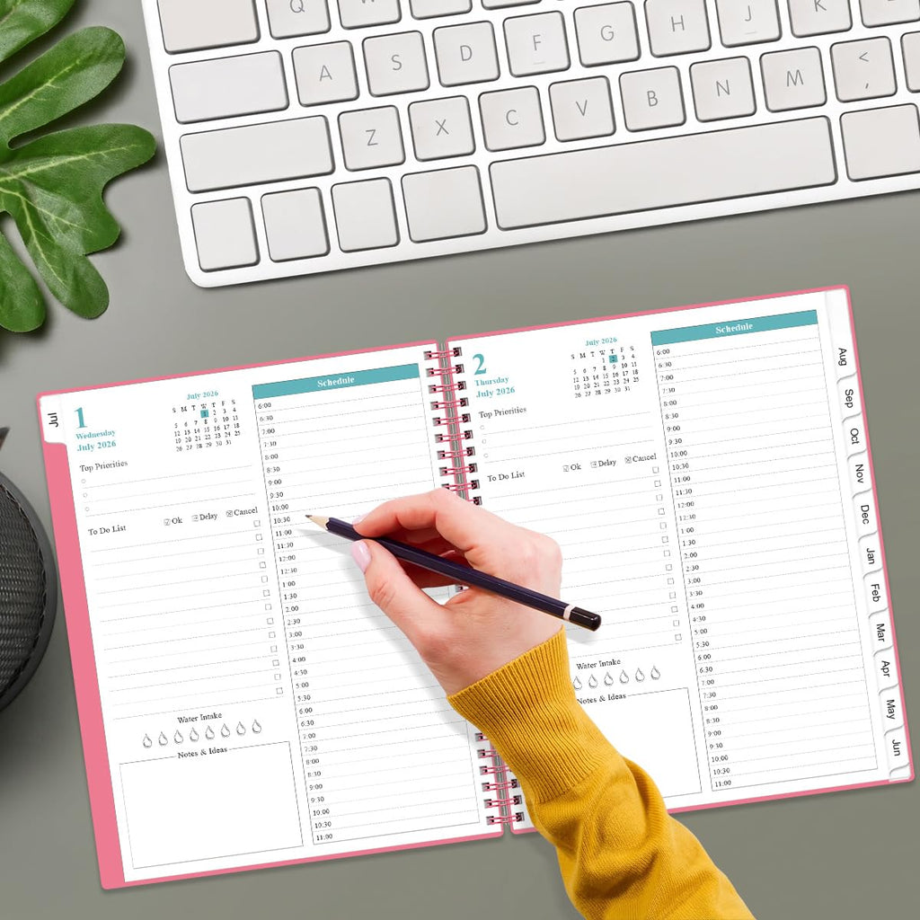 2026-2027 Daily & Monthly Planner - One Page Per Day, Daily Planner from July 2026 to June 2027, Planner 2026-2027 with 12 Monthly Tabs, 6.4" x 8.5", Black