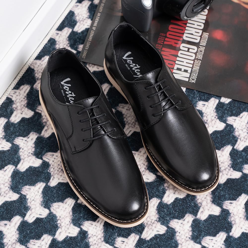 Vostey Mens Casual Dress Shoes Wingtip Plain Business Dress Shoes for Men