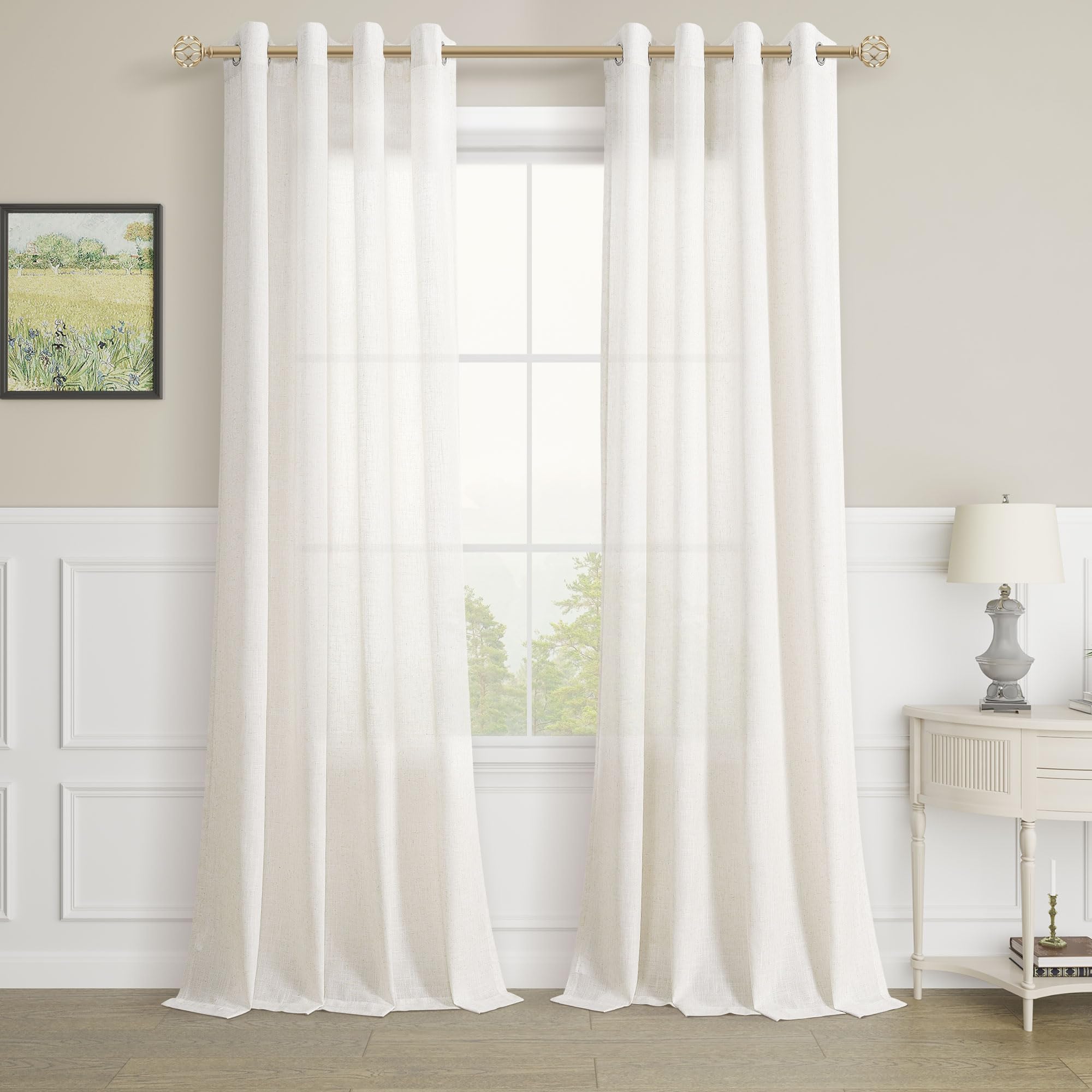 Aersas Black Bedroom Linen Curtains 63 Inch Length 2 Panel Privacy Energy Efficient Semi Sheer Black Linen Drapes for Living Room Modern Farmhouse Grommet Window Curtain for Nursery Office 52x63