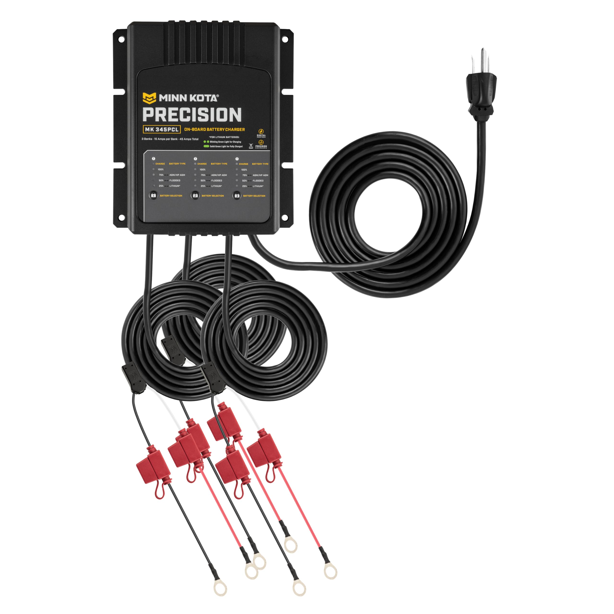 Minn Kota Precision MK-212PCL On-Board Marine Battery Charger – 2 Banks, 6 Amps Each