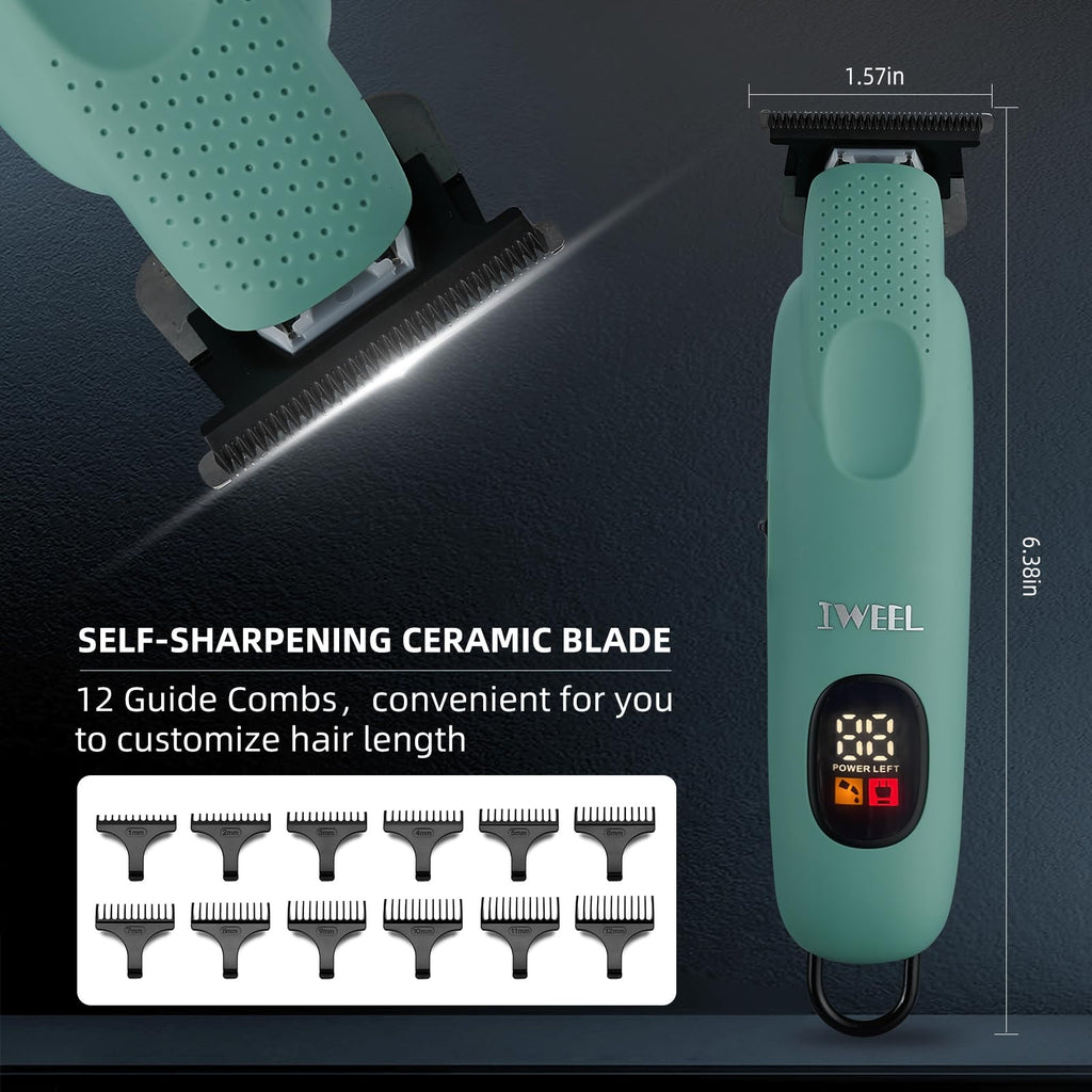 IWEEL Professional Beard Trimmer for Men - Electric Hair Clippers, Zero Gapped T-Blade Edgers, Cordless Rechargeable Mustache Trimmer Grooming Kit for Body