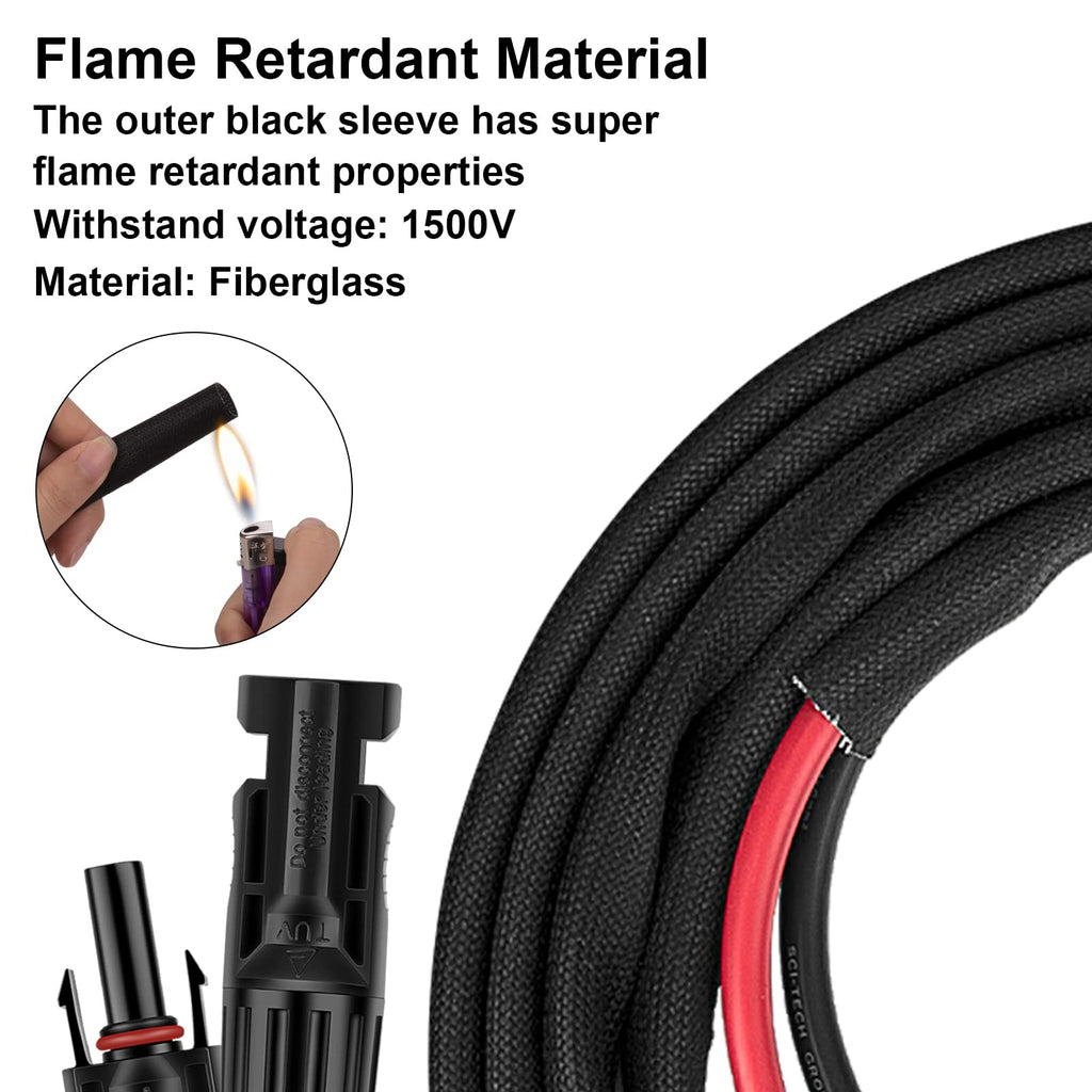3FT 10AWG Solar Panel Extension Cable with Female and Male Connectors, Solar Cable for Solar Panels, Charge Controllers and Solar Generator (10AWG, 3FT)