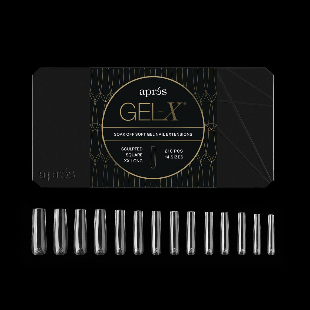 Aprés Gel-X® Square Box of Nail Tips | 280 Gel-X Tips, Soft Tips, 14 Sizes 00-9 | Half-sizes Included (Natural Square Medium, 280 Count)