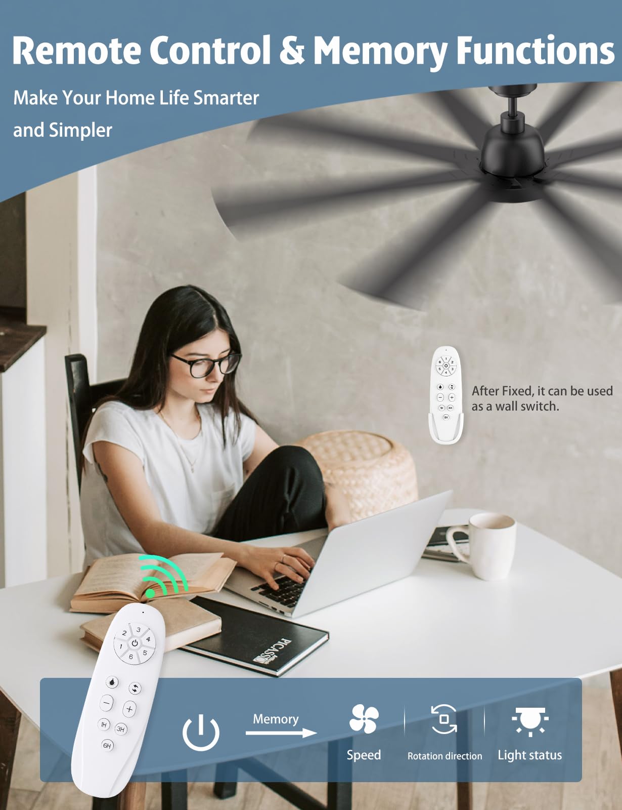 42 Inch Low Profile Ceiling Fan with Light, White Ceiling Fans with Lights and Remote, Flush Mount, 6 Speeds Reversible Quiet DC, 3CCT Dimmable, Indoor Outdoor Ceiling Fans for Patios Bedroom