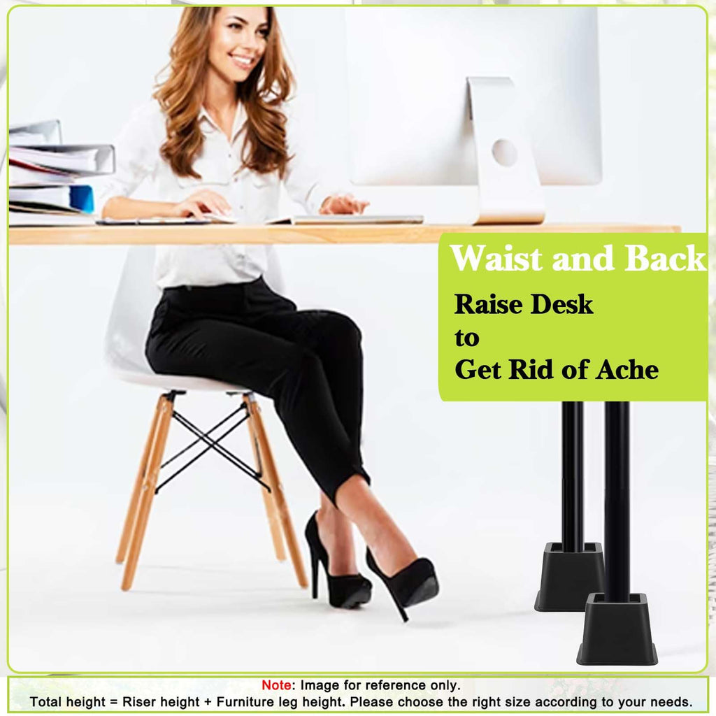 12 Pack Furniture Risers 1 Inch, Adjustable Bed Risers Heavy Duty for Table Desk Couch Chair Sofa Cabinet Bed Frame Dorm, Square Stackable Table Leg Risers Lift Height 1", 2" or 3", Black