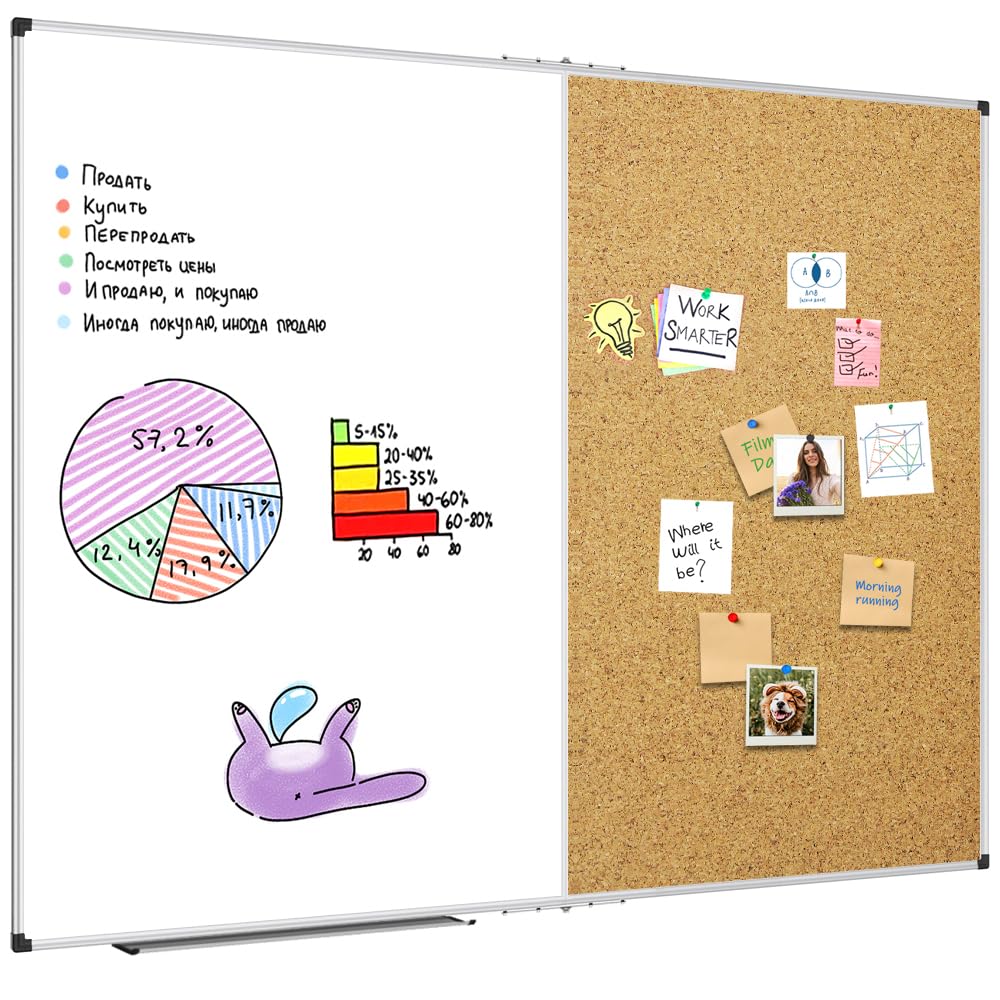 XBoard 24 x 18 Inch Wall-Mounted Office Cork Board, Notice Bulletin Board with Aluminum Frame