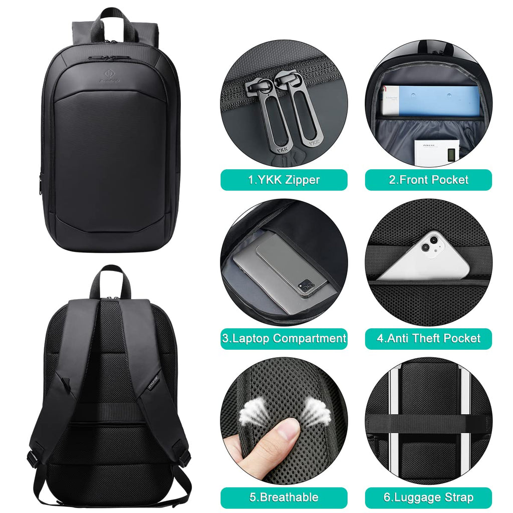 hk Business Backpack for Men 15.6 Inch,Slim & Expandable Waterproof Travel Laptop Backpack, Anti-Theft Lightweight Work Computer Bag, College Laptop Backpacks Gifts for Men Women-Black