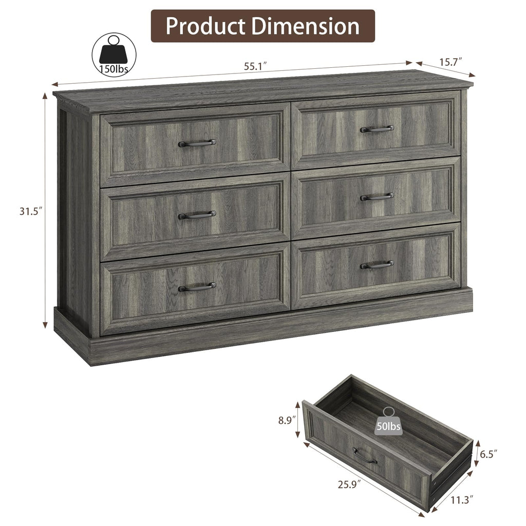 Farmhouse 5 Drawers Dresser for Bedroom, 44" Tall Brown dresser Wood Rustic Chest of Drawers with Wide Metal Handle,Natural Texture,Drawer Organizer for Bedroom,Living Room,Hallway and Entryway