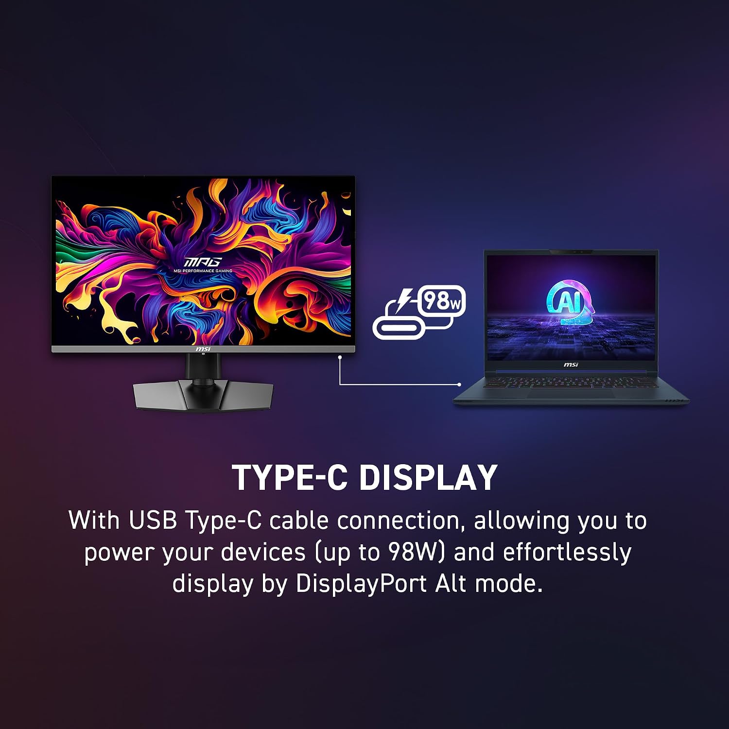 msi MPG 272URX QD-OLED 27 Inch 4K UHD Gaming Monitor - 3840 x 2160 QD-OLED Panel, EL Gen3, 240Hz / 0.03ms, 99% DCI-P3, DisplayHDR True Black 400, KVM, DP 2.1a, HDMI 2.1, USB Type-C 98W