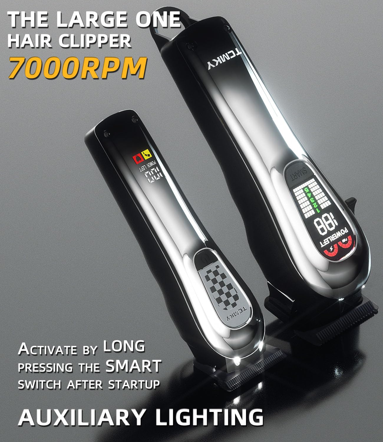 TCMKY Hair Clippers Professional Cordless for Men, Barber Clippers for Hair Cutting Kit, Wireless LCD Display Hair Trimmers Set, Rechargeable Haircut Machine for Family (Black)